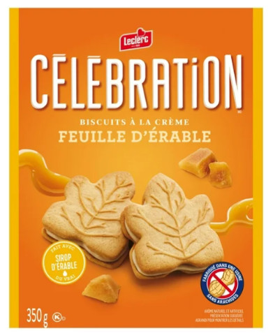 Celebration Leclerc Maple Leaf Creme Cookies, 350g (3 Pack)