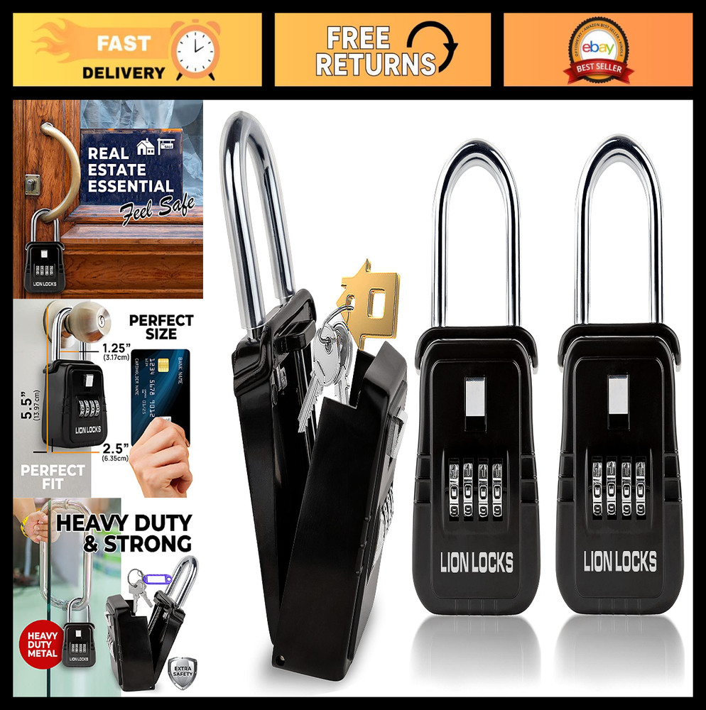 1500 Key Lock Box with Code - Outdoor Key Storage, Realtor Lockbox for Rentals,