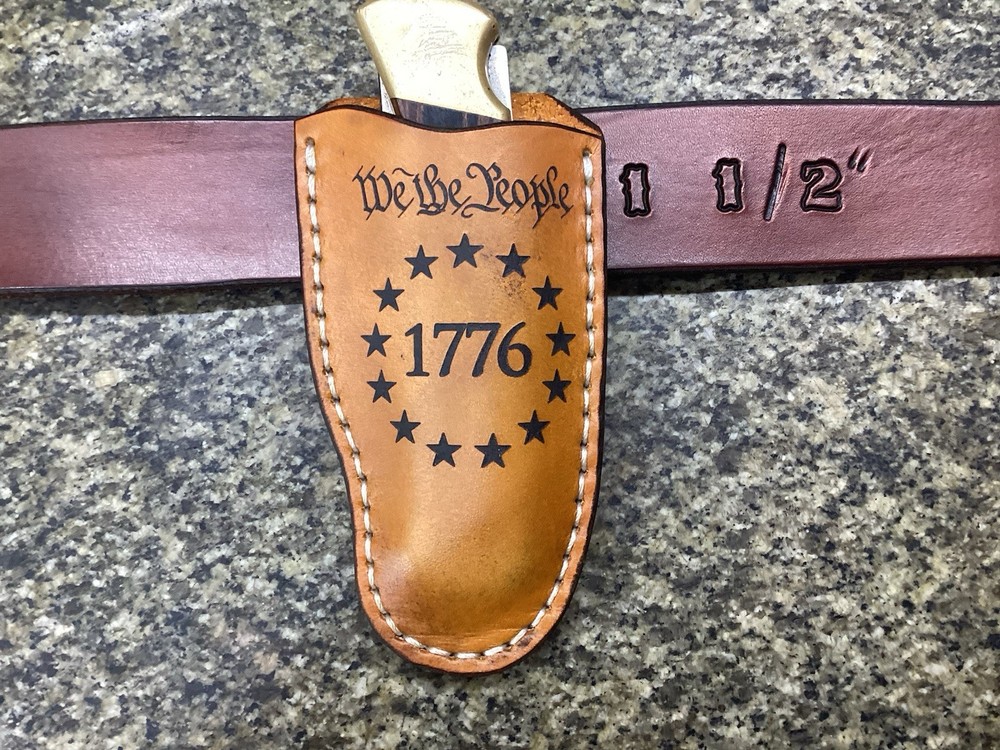 Leather Folding Knife Belt Loop Sheath Buck 110  (Sheath Only)