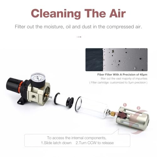 Compressed Air Filter Regulator Piggyback Combo 3/8''NPT- Poly 3000-N03 AW