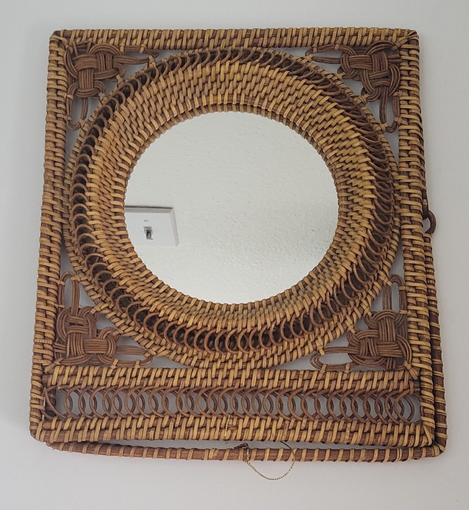 Easel Back Wicker Style Boho Frame w/Mirror Insert  9.5 X 11"