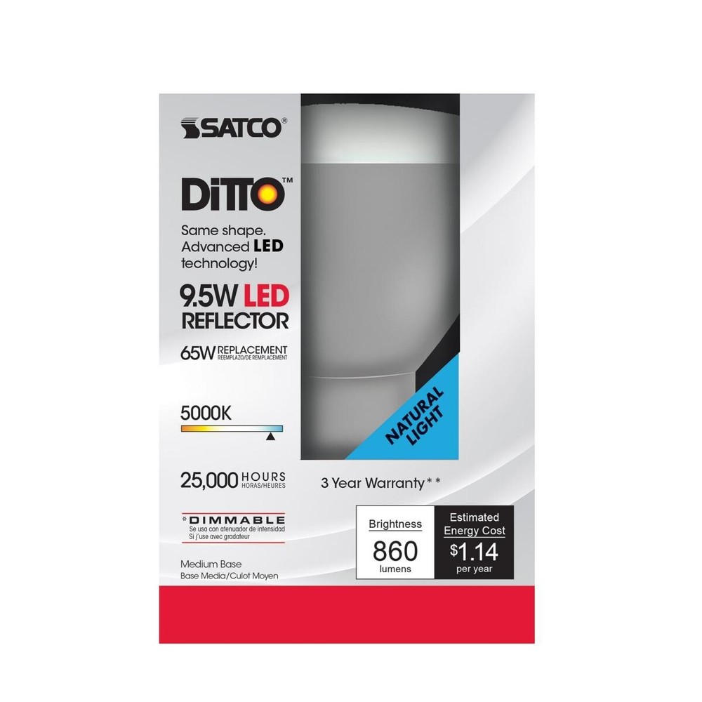 SATCO S9623 - 9.5 Watt BR30 Dimmable LED Light Bulb - 5000K (6 or 12 Pack)