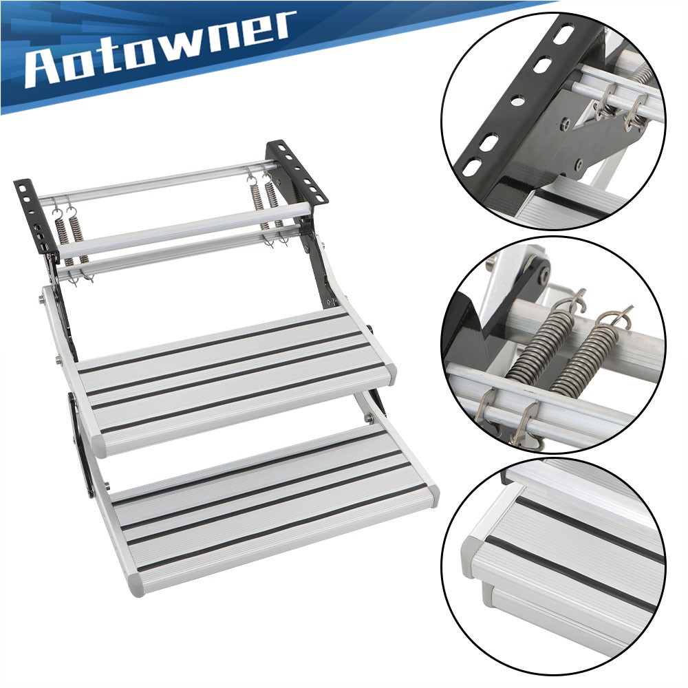 Aluminium Manual Pull Out Retractable Two Step RV Camper Platform Steps Stair