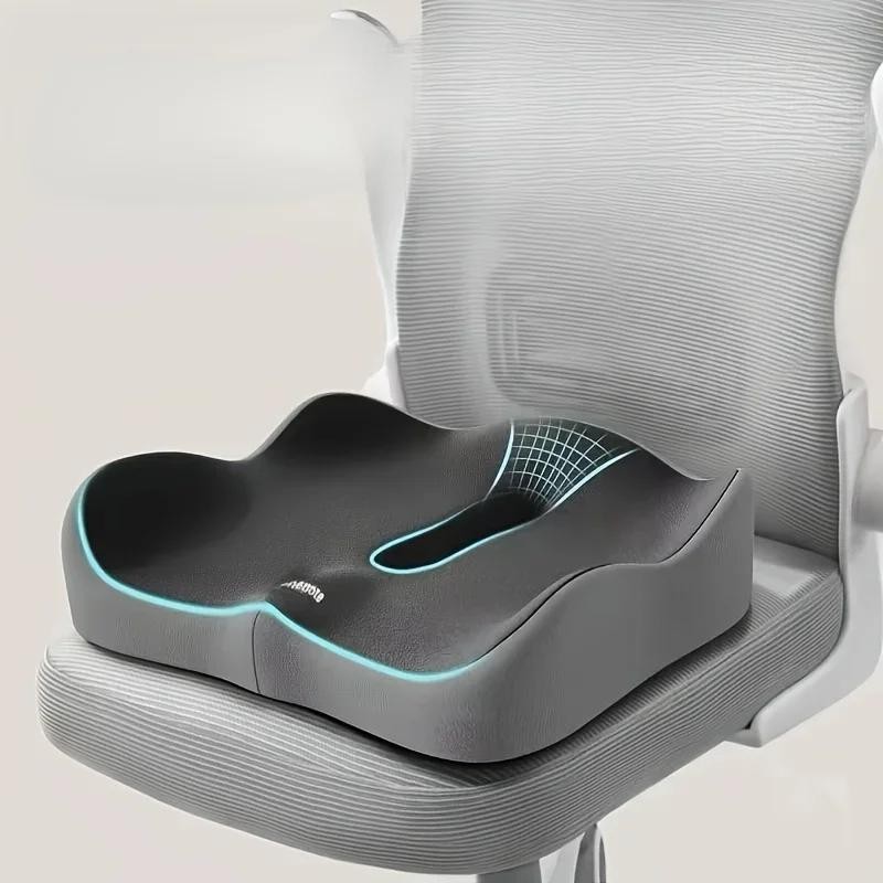 1pc Memory Foam Seat Cushion - 3d Ergonomic Support| Light Green & Grey, Washabl