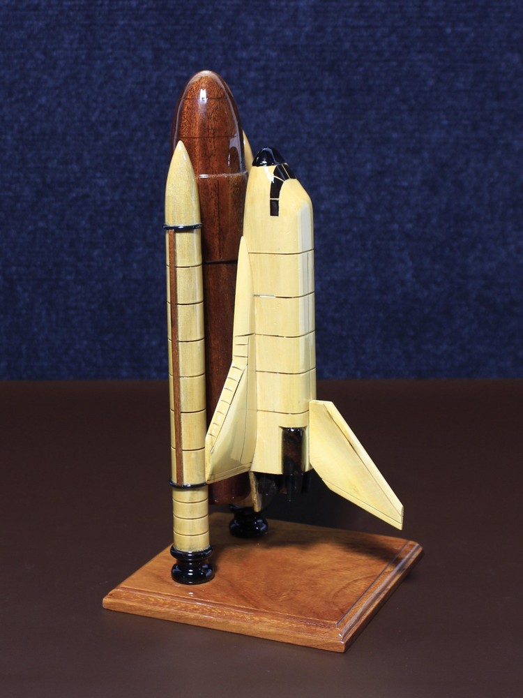 Handcrafted Wooden Space Shuttle Model | Science Desk Decor