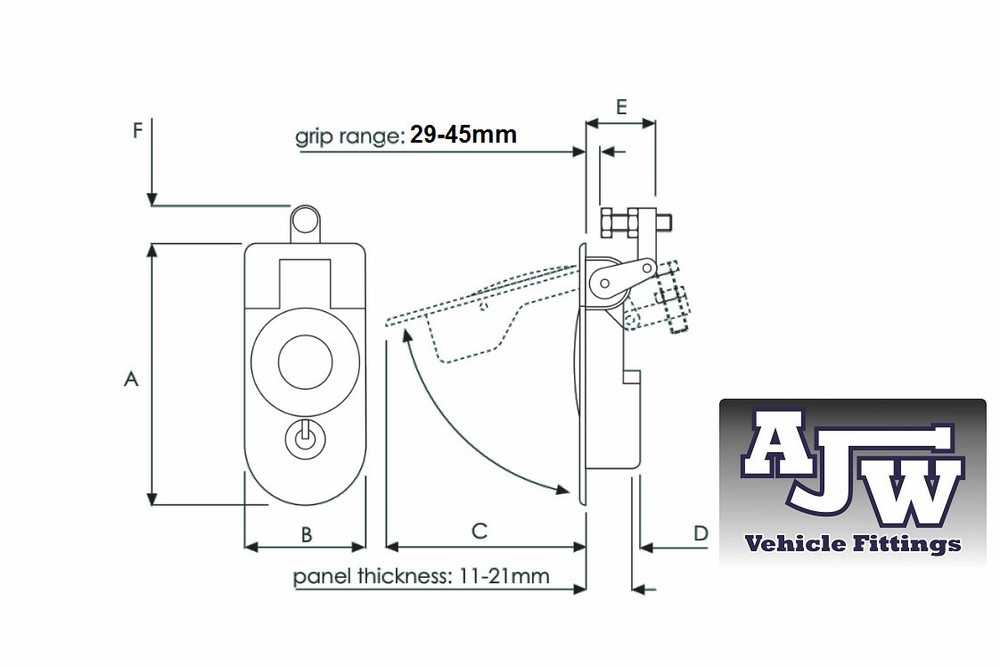 1 X Compression Latch / Lock LARGE BLACK Horsebox Trailers Locker Doors Tack Box