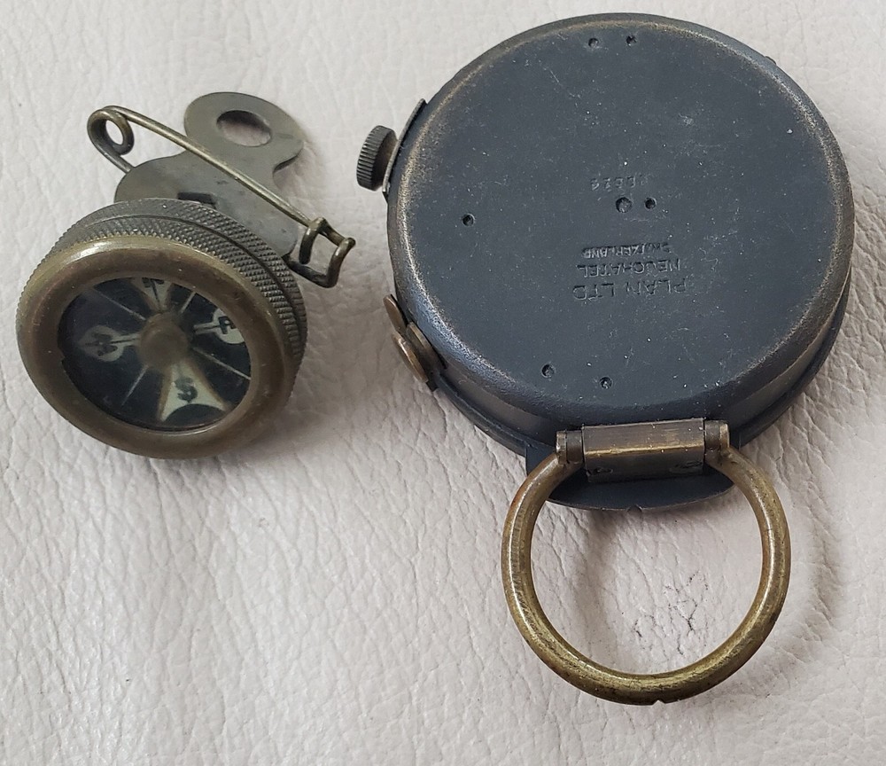 ANTIQUE COMPASS PAIR Brass 1920's U.S. Engr Corps Plan Ltd & Marble's Gladstone