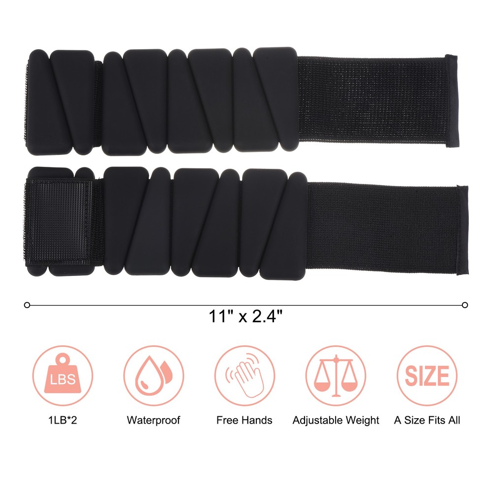 2lbs Adjustable Wrist Ankle Weights Workout Leg Weights for Women Black