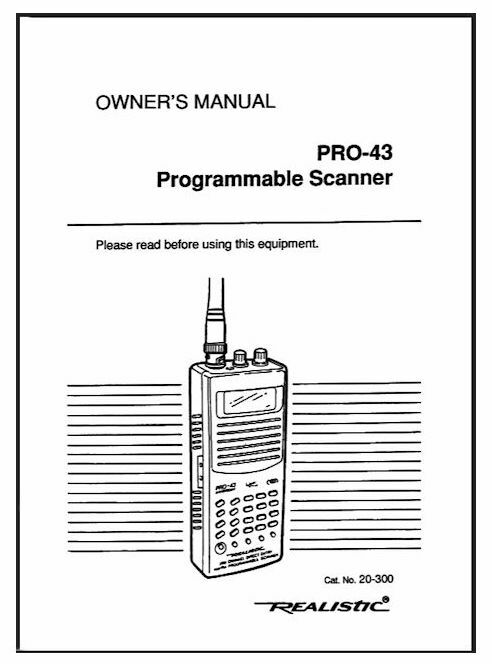 RADIO SHACK PRO-43 INSTRUCTION OPERATING MANUAL