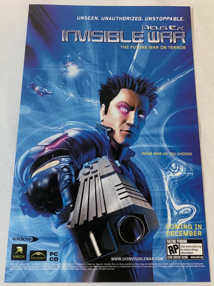 2004 video game ad page ~ DEUS EX INVISIBLE WAR