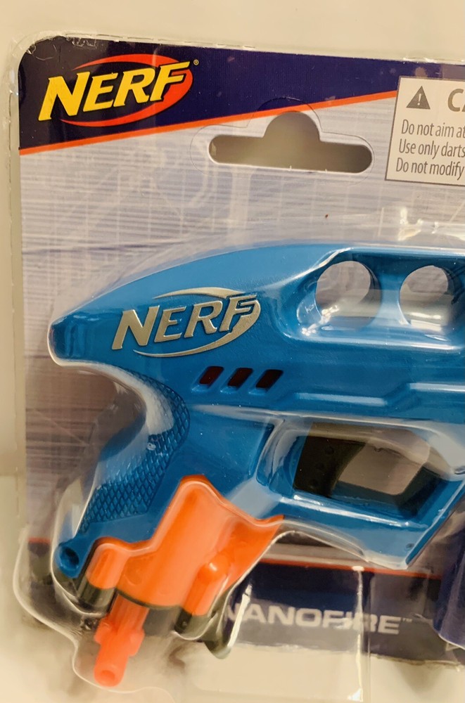 Nerf N-Strike NanoFire Blaster Blue with 3 Elite Darts - Compact Size Single