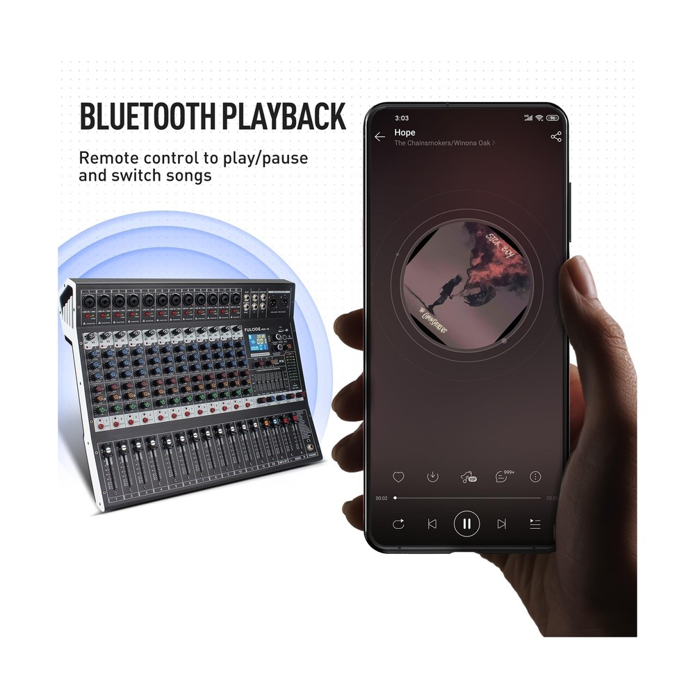 12-Channel Bluetooth Studio Audio Mixer 99 Bit DSP Digital Processor w/USB MP...