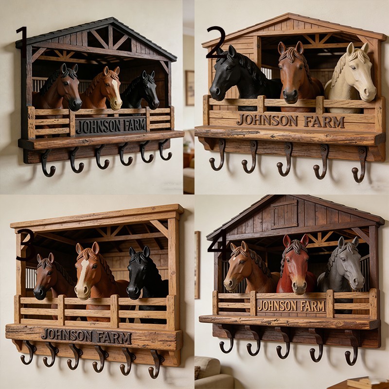 Custom-made ranch and stable-themed wall hooks key holder