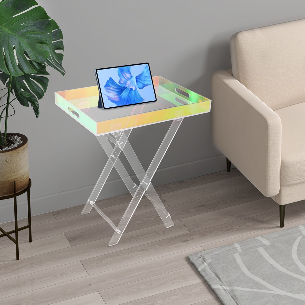 Acrylic Folding Tray Table, Acrylic End Table, Colorful Acrylic Side Table