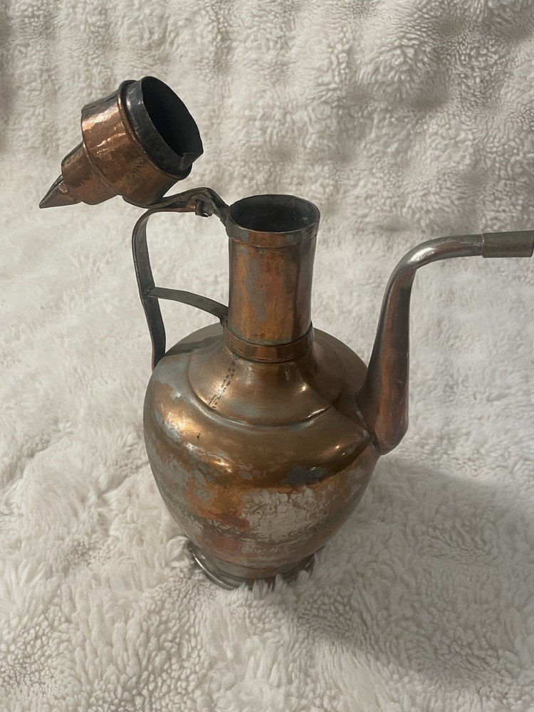 Antique Etched Ewer | Pitcher | Middle Eastern | Tinned Copper Ewer