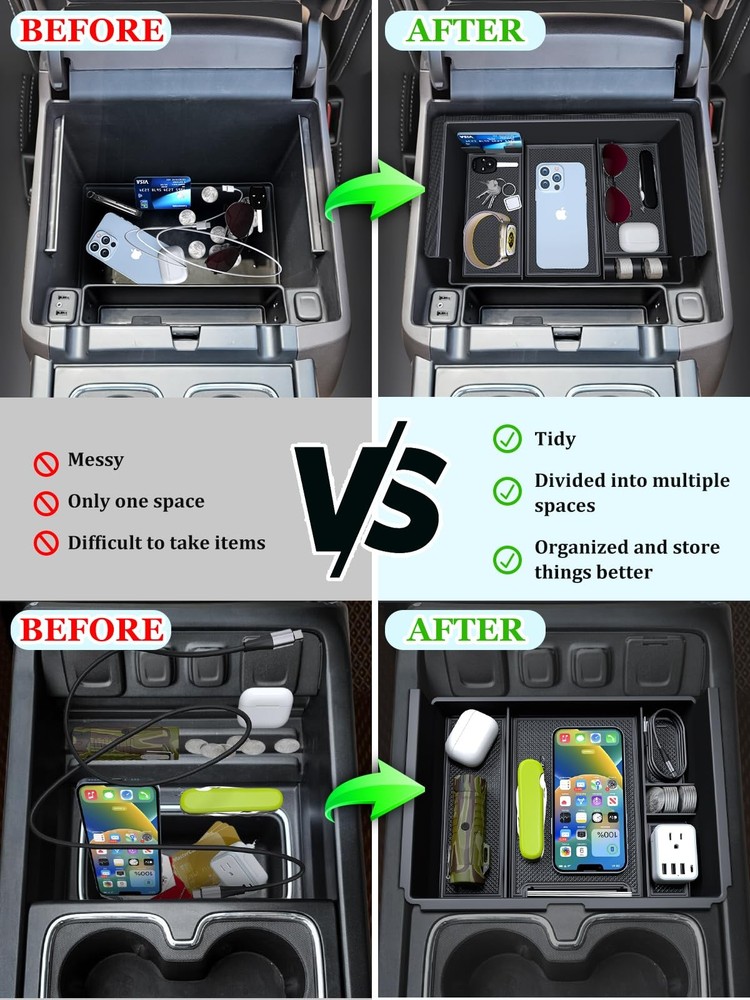 2PCS Center Console Organizer Compatible with Chevy 2 PCS