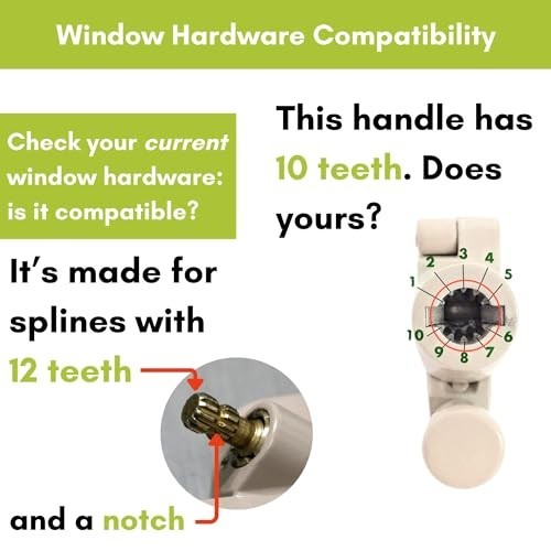 Folding Window Crank Handle 11/32” Spline, White, 2-Pack - Easy Installation & D