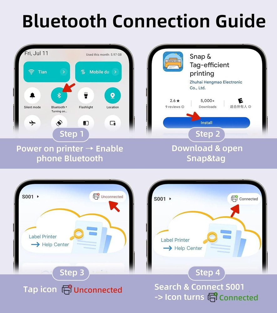 Label Maker Machine with Tape Bluetooth Portable Thermal Labelling Printer