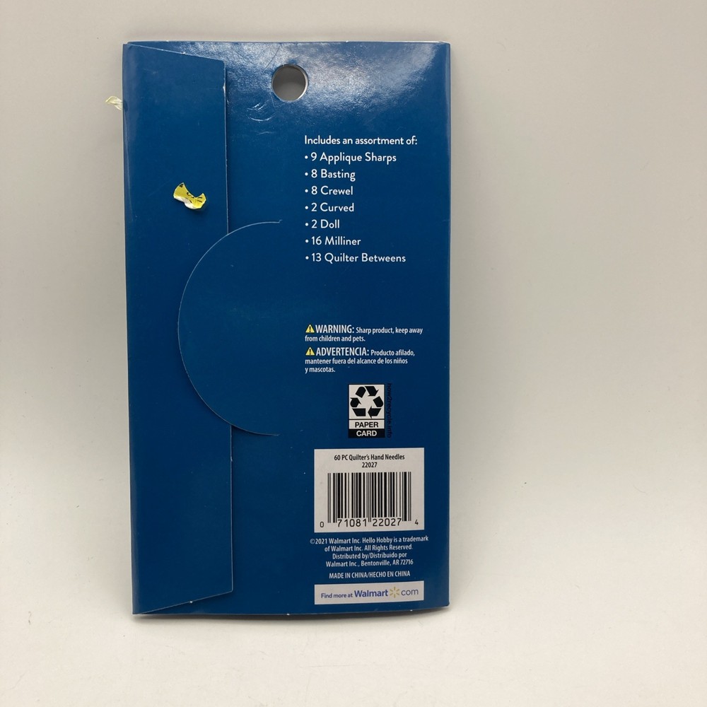 Hello Hobby Quilters Hand Needles 60 Pcs With Thimble NIP