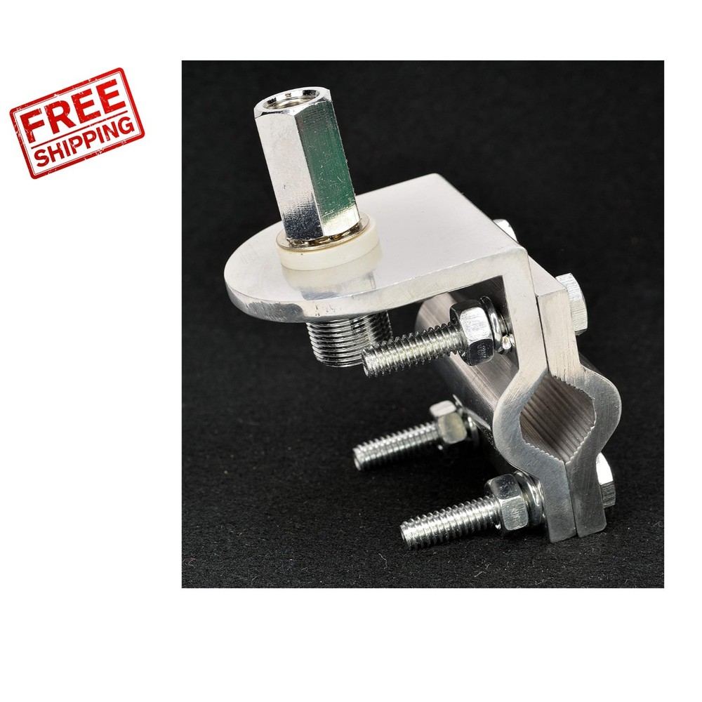 Silver Double Groove CB Antenna Mount with 3/8 x 24 Thread - Easy Installation