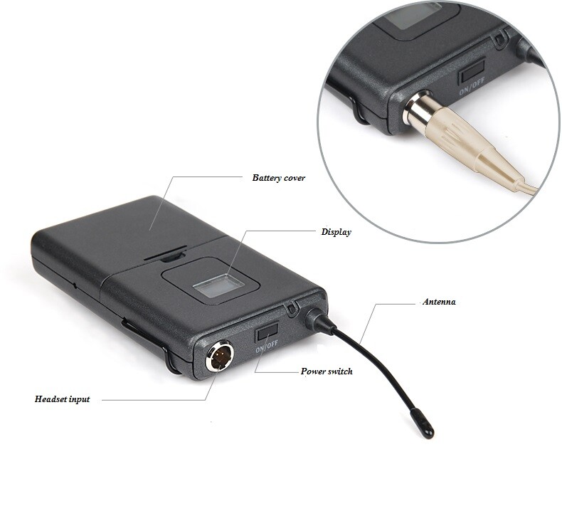 Wireless Lavalier Microphone System UHF 8 Lapel Condenser mic for Church, School
