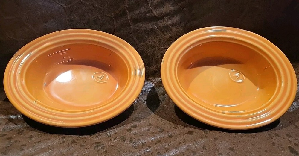 [2] Two Small APPOLIA Roasting Baking Individual Casseroles Orange. 8oz Cap.