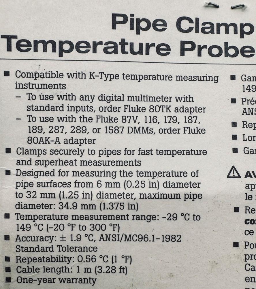 Fluke 80PK-8 Temperature Probe