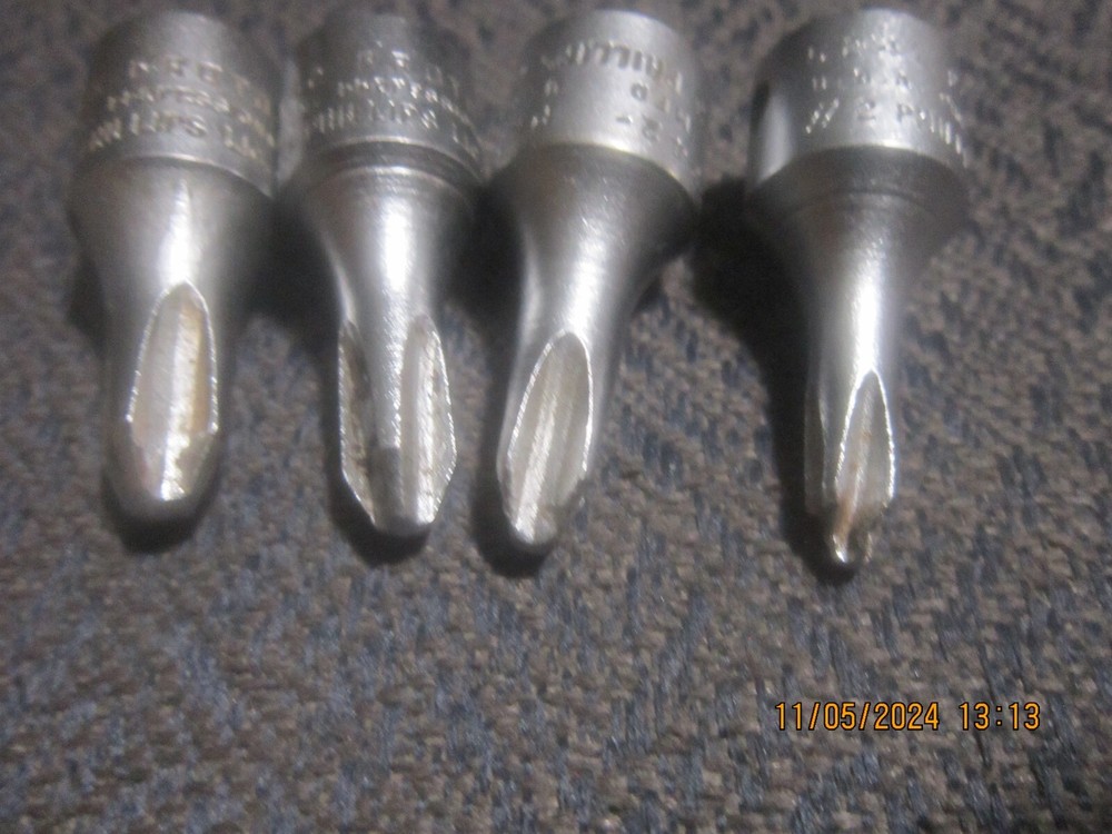 4 Proto Phillips & 2 Standard Screwdriver Sockets 3/8 Drive, Please Read Listing