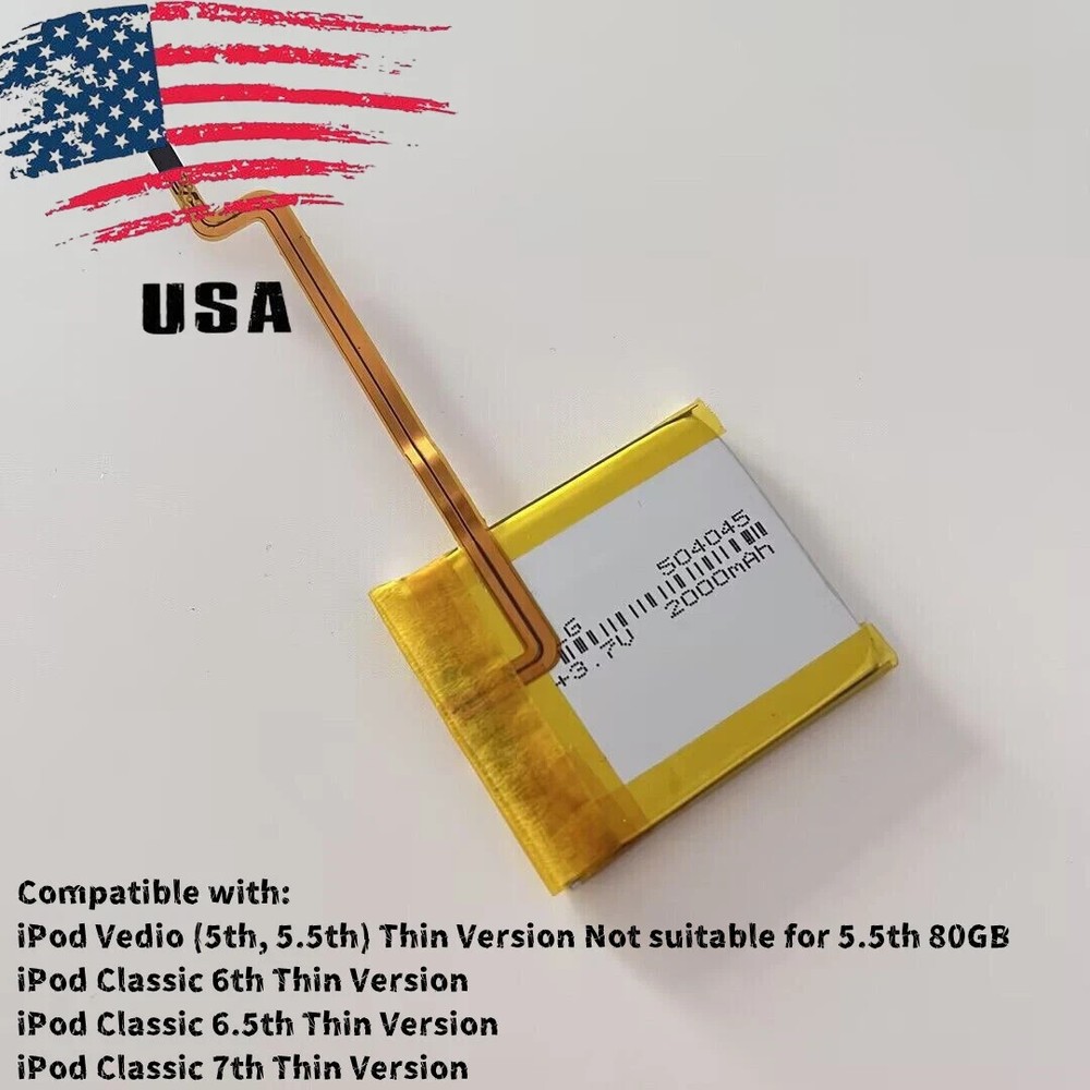 😍LG 2000mAh Battery Upgrade replacement for iPod Classic 6.7 & Video 5 5.5 Thin