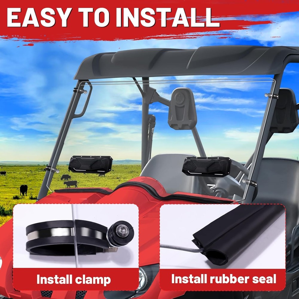 StarknightMT Vented Rhino Windshield Scratch Proof Full Clear