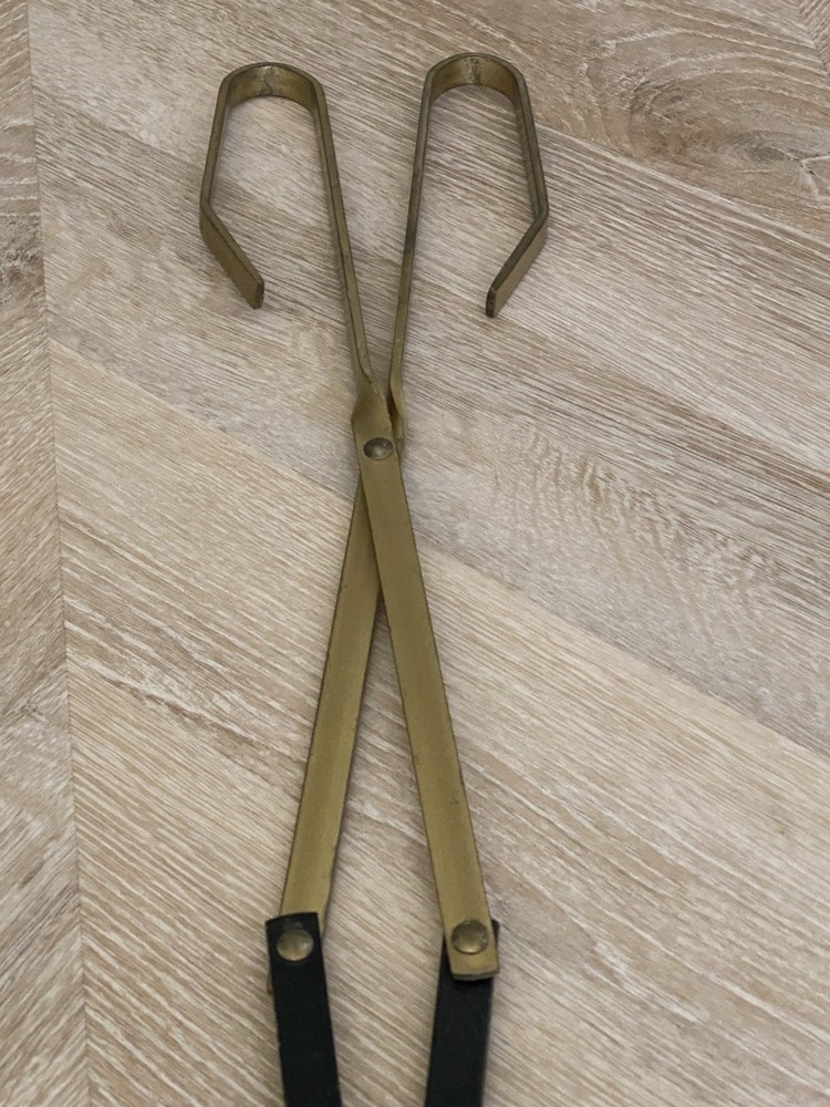 Fireplace Tools Vintage 3 Pc Iron Brass Accent & Stand Decor Unique