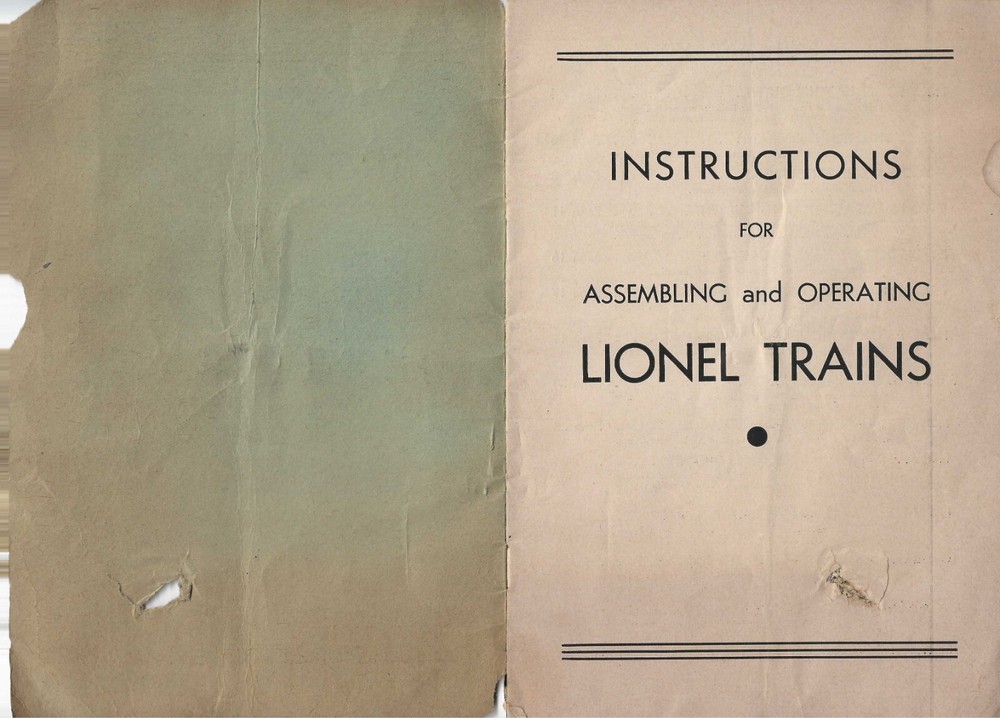 Vintage 1938 INSTRUCTIONS FOR ASSEMBLING AND OPERATING LIONEL TRAINS, Book
