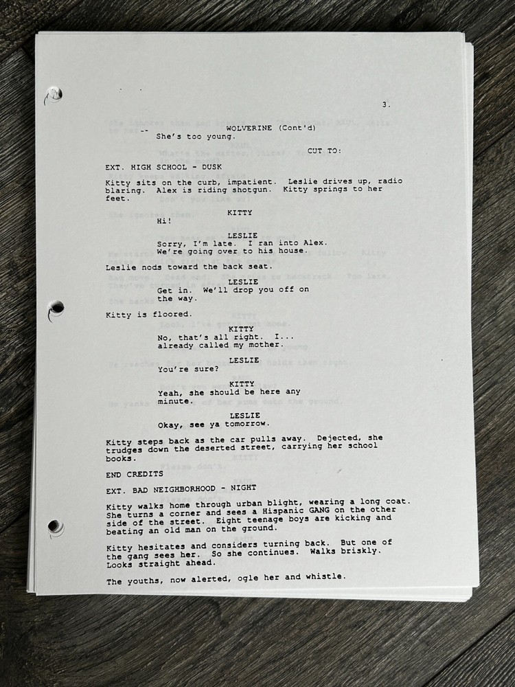 WOLVERINE AND THE X-MEN Script Movie Screenplay Gary Goldman Marvel Comics
