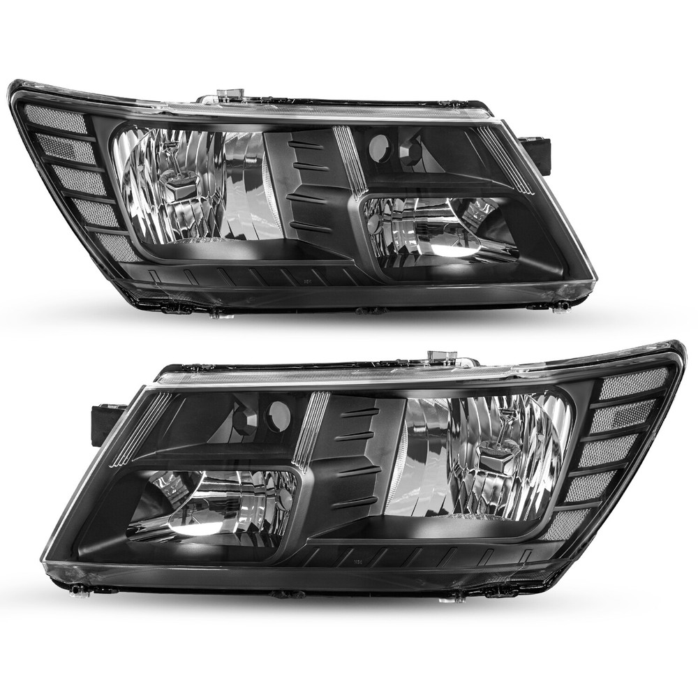 For 2009-2018 Dodge Journey Headlight Black Clear Corner Headlamp Left&Right 2PC