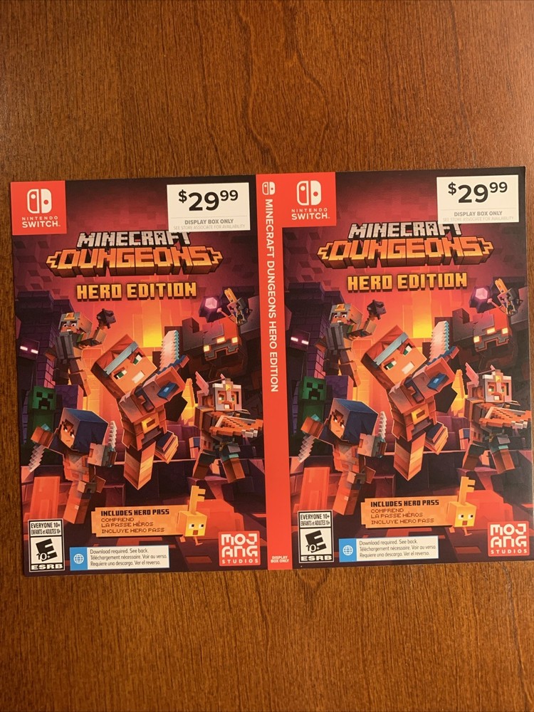 Minecraft Dungeons Hero Nintendo Switch - Authentic- RARE - Display Box Only