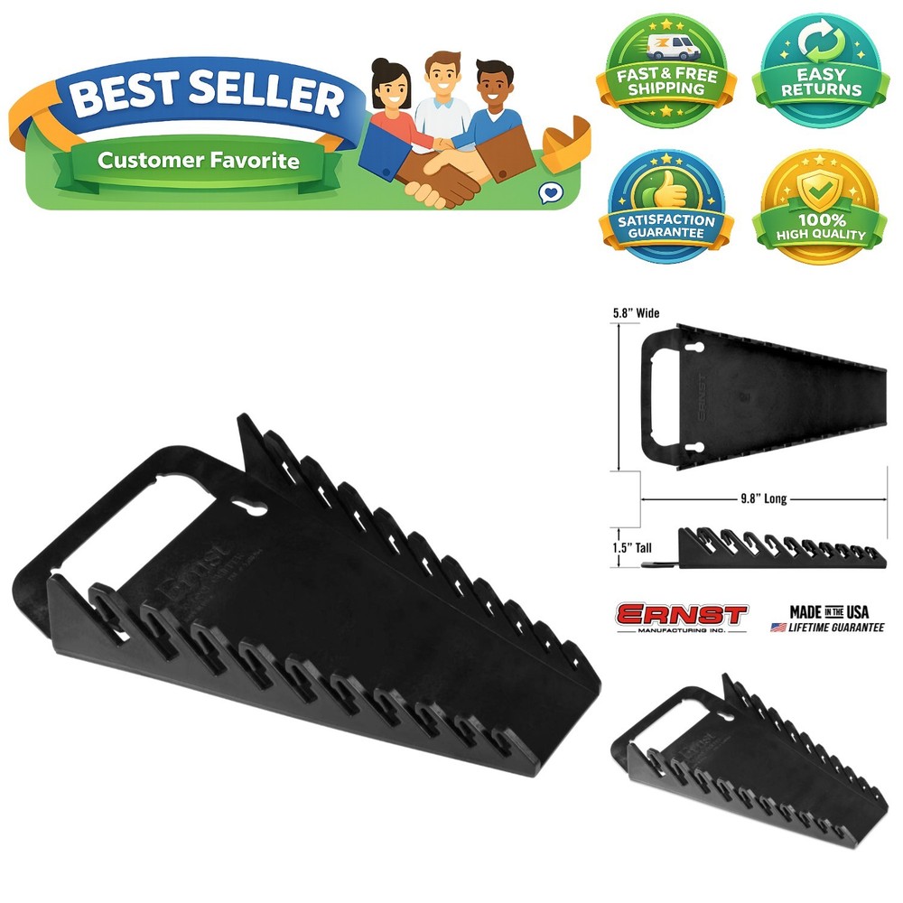 Gripper Wrench Organizer, 10 Tool, Black