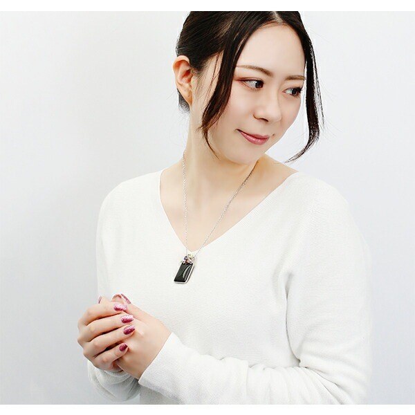 Large Square Onyx Silver Pendant Top (No Chain)