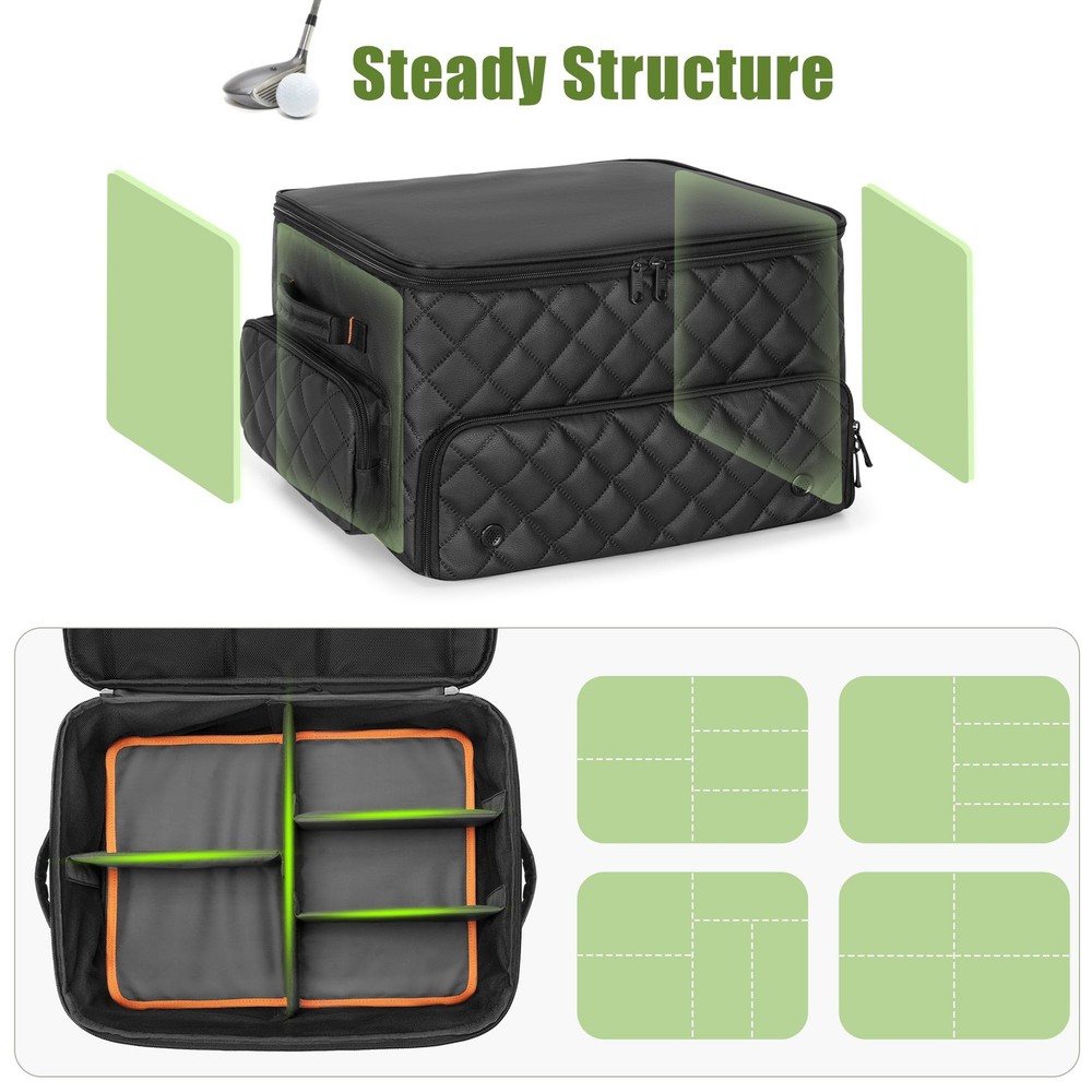 PGmoon 2 Layer Golf Trunk Organizer, Standard Cart Size, black