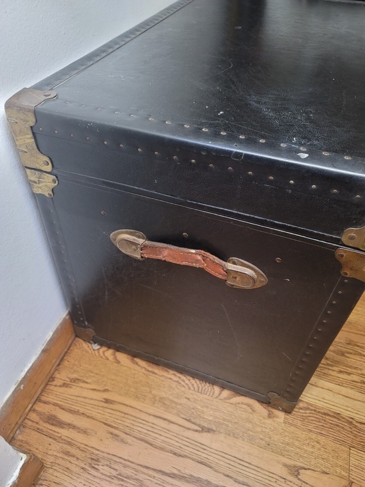 Vintage Steamer Trunk Industrial Coffee Side Table