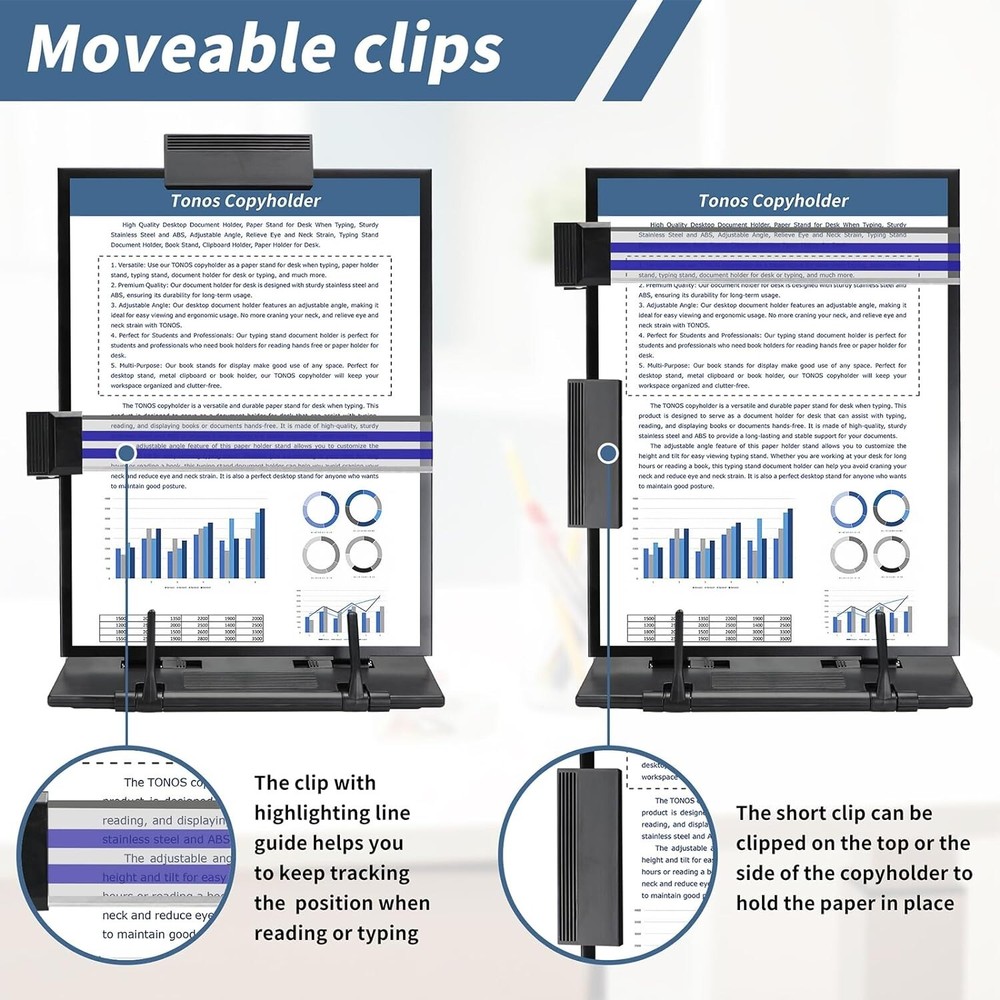 High Quality Metal Desktop Document Holder, Paper Stand for Desk When Typing