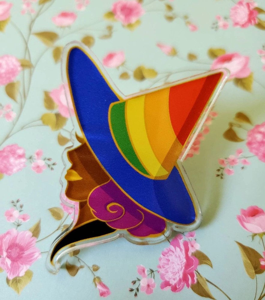 Pride Witch Acrylic Pin - Rainbow Pride