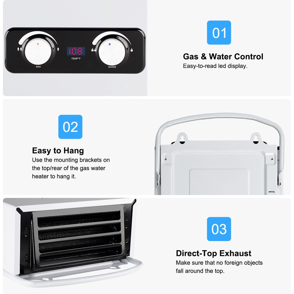 Camplux Tankless Gas Water Heater Portable Instant Shower System Outdoor Camper