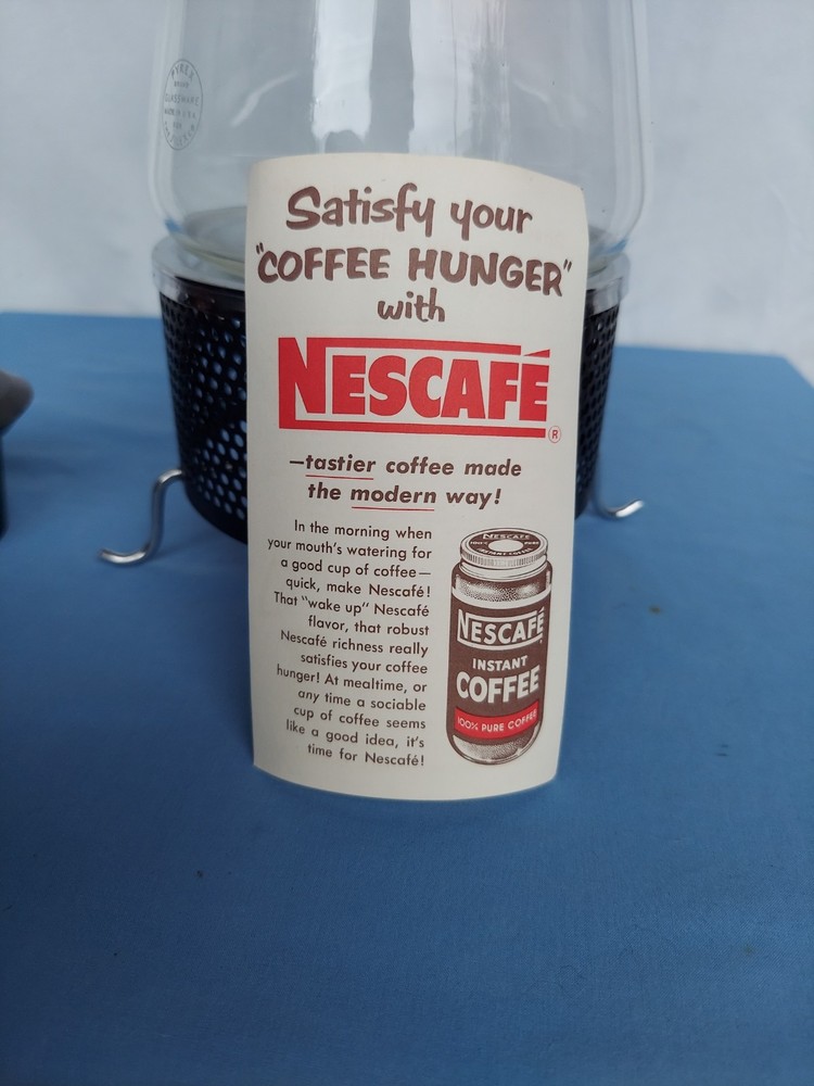 Vintage Nescafe Deluxe Coffe Maker Pyrex Carafe Bakelite Lid And Handle