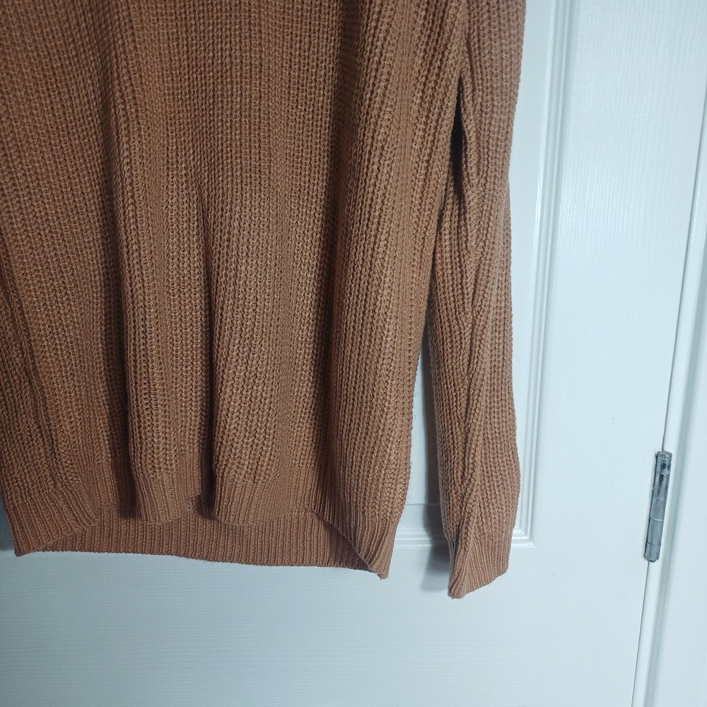 L BNWT NASTY GAL Oversized Open Back Knit Sweater Jumper Pullover Dusky Pink Tan