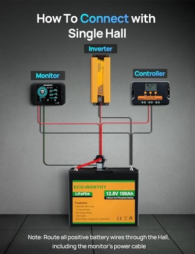 Battery Monitor with Hall Sensor, 300A Touchable Backlight Display with