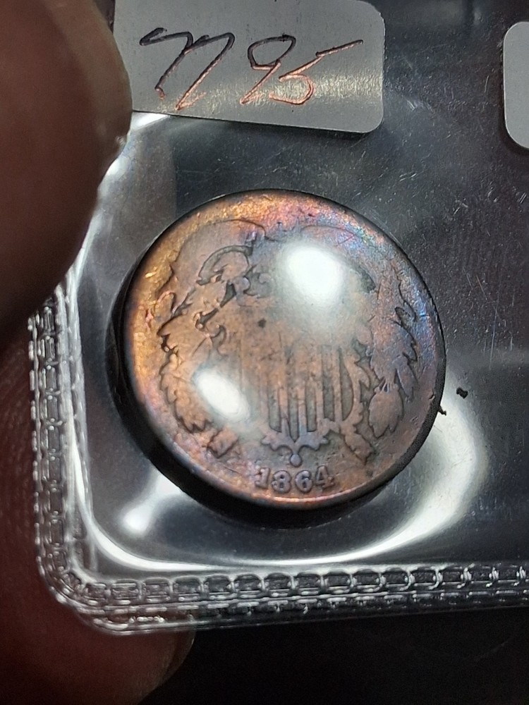 1864 2 CENT PIECE - PLEASE READ MY NOTES - 4 PICTURES - INTERESTING TONING !!!