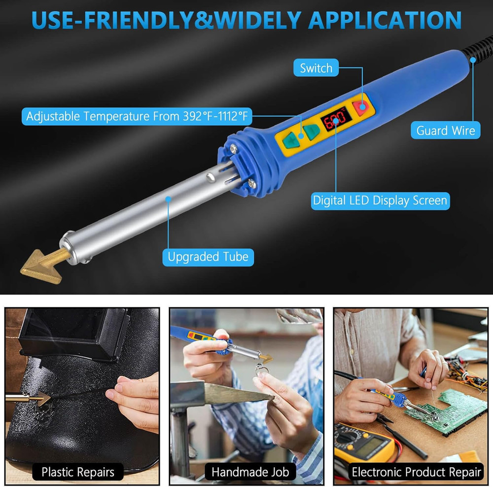 Upgraded 150W LED Digital Adjustable Temperature Plastic Welder, 106PCS Welding