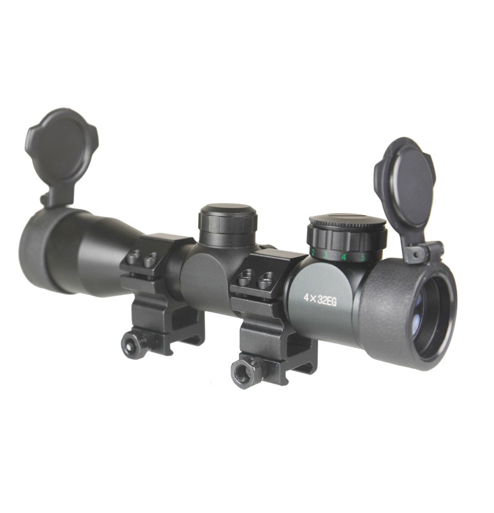 4x32 Compact Scope Red Green Illuminated Rangefinder With Ring/Lens Cap/Battery