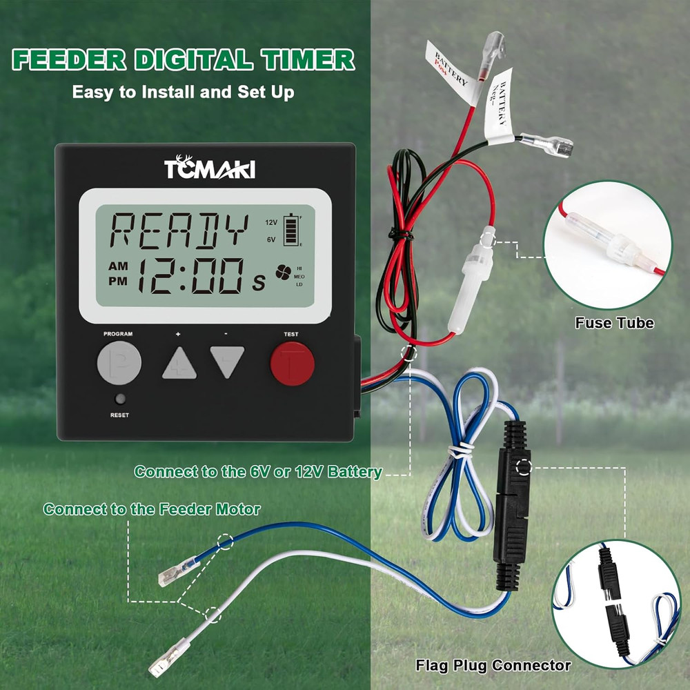 Game Feeder Digital Timer, Deer Feeder Timer, 6V/12V Kit for Goat Feeding, 8 Fee