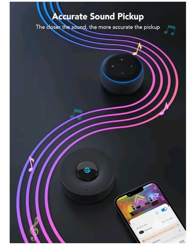 Govee Music Sync Box, Bluetooth Group Control 7 Devices, 22 Dynamic Music Modes,